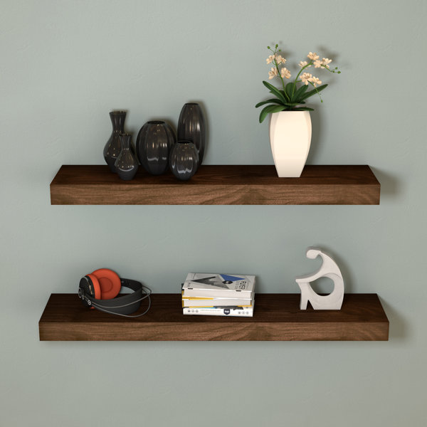 Millwood Pines Centeio 2 Piece Solid Wood Floating Shelf Reviews